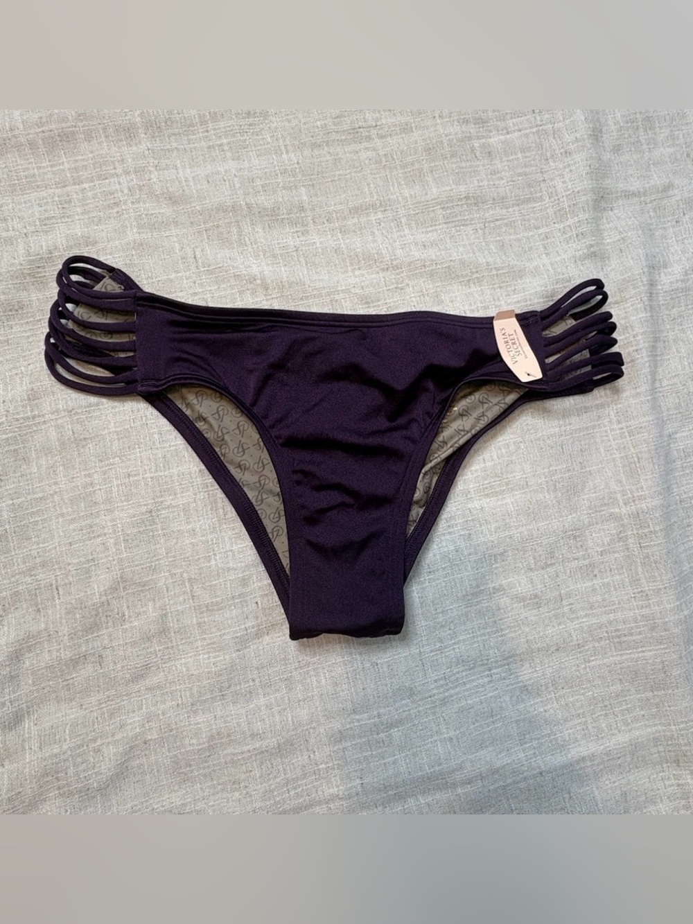 NWT Victoria's Secret Very Sexy Strappy Cage Side Bikini Bottom Plum Purple L